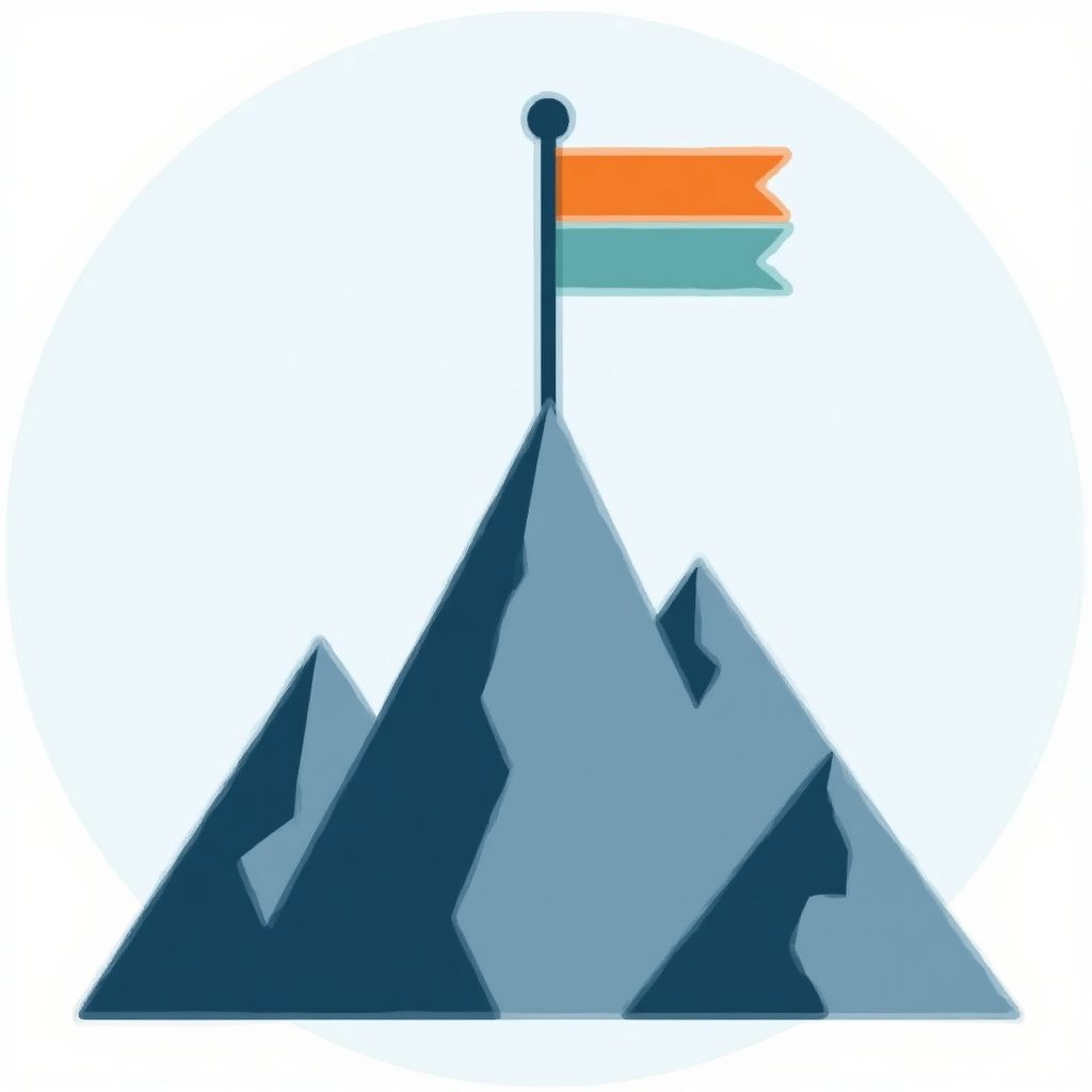 Ikona flagi na szczycie góry